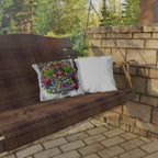 Higher Than Fame Outdoor Pillow — Bear on Money Graphic with "No Sleep Club"