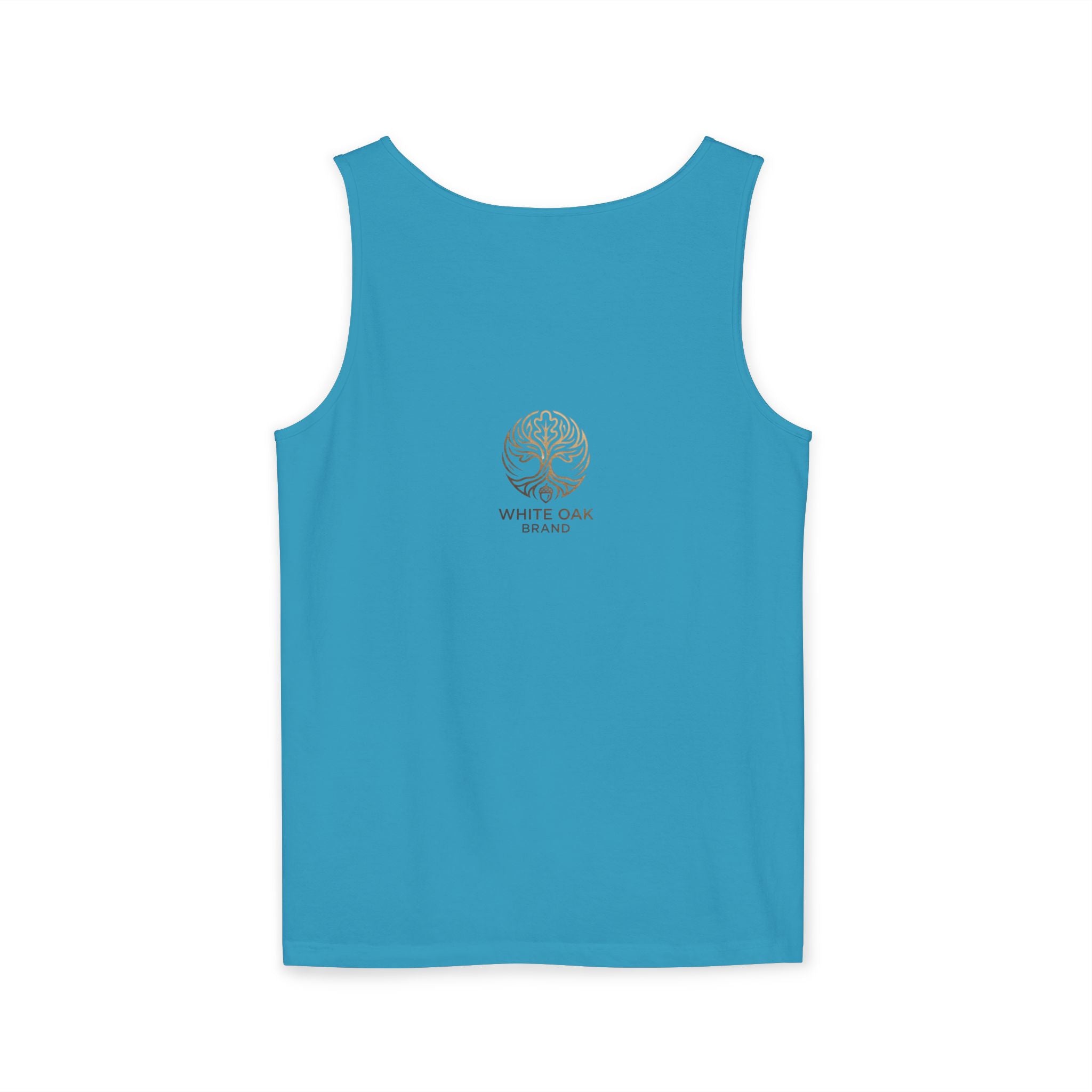 White Oak Brand Tank Top — Minimal Tree Logo Chest Print