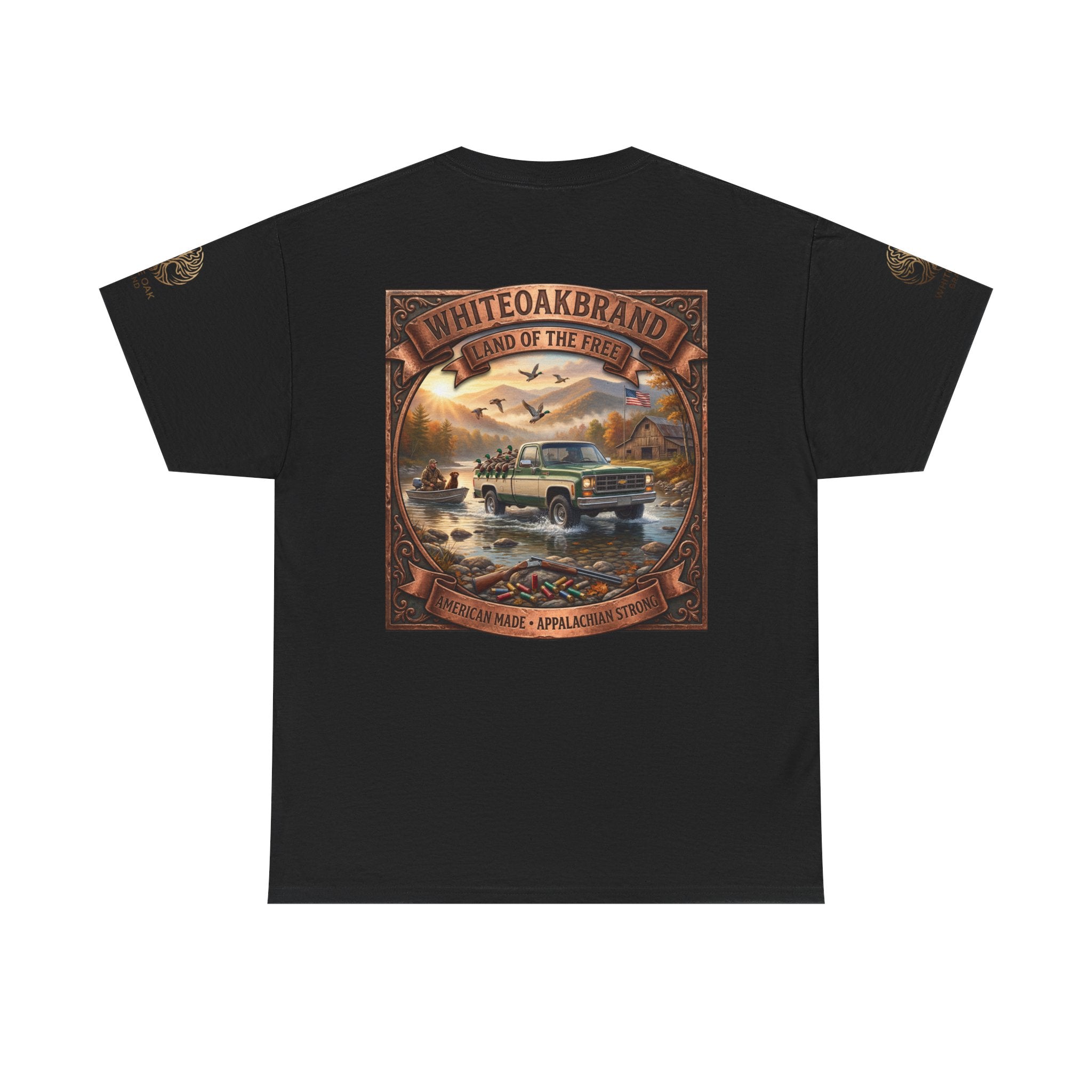 Vintage Outdoors Truck T‑Shirt — "White Oak Brand: Land of the Free" Graphic Tee