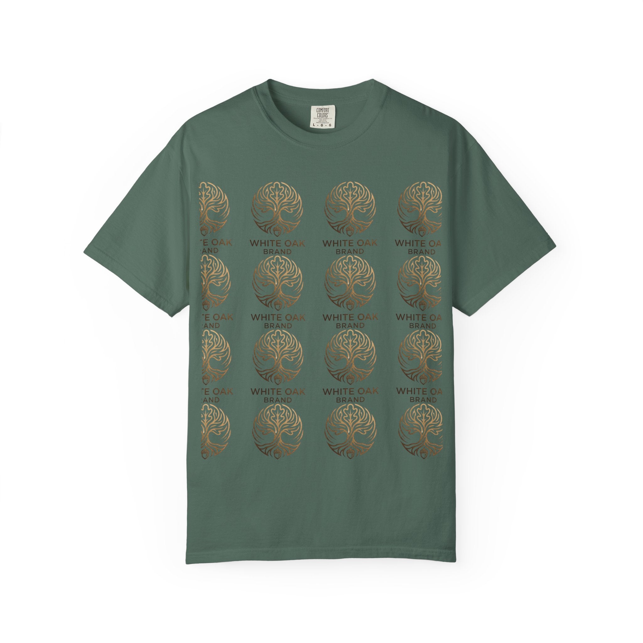 White Oak Brand Repeat Logo T-Shirt — Vintage Tree Skull Graphic Tee