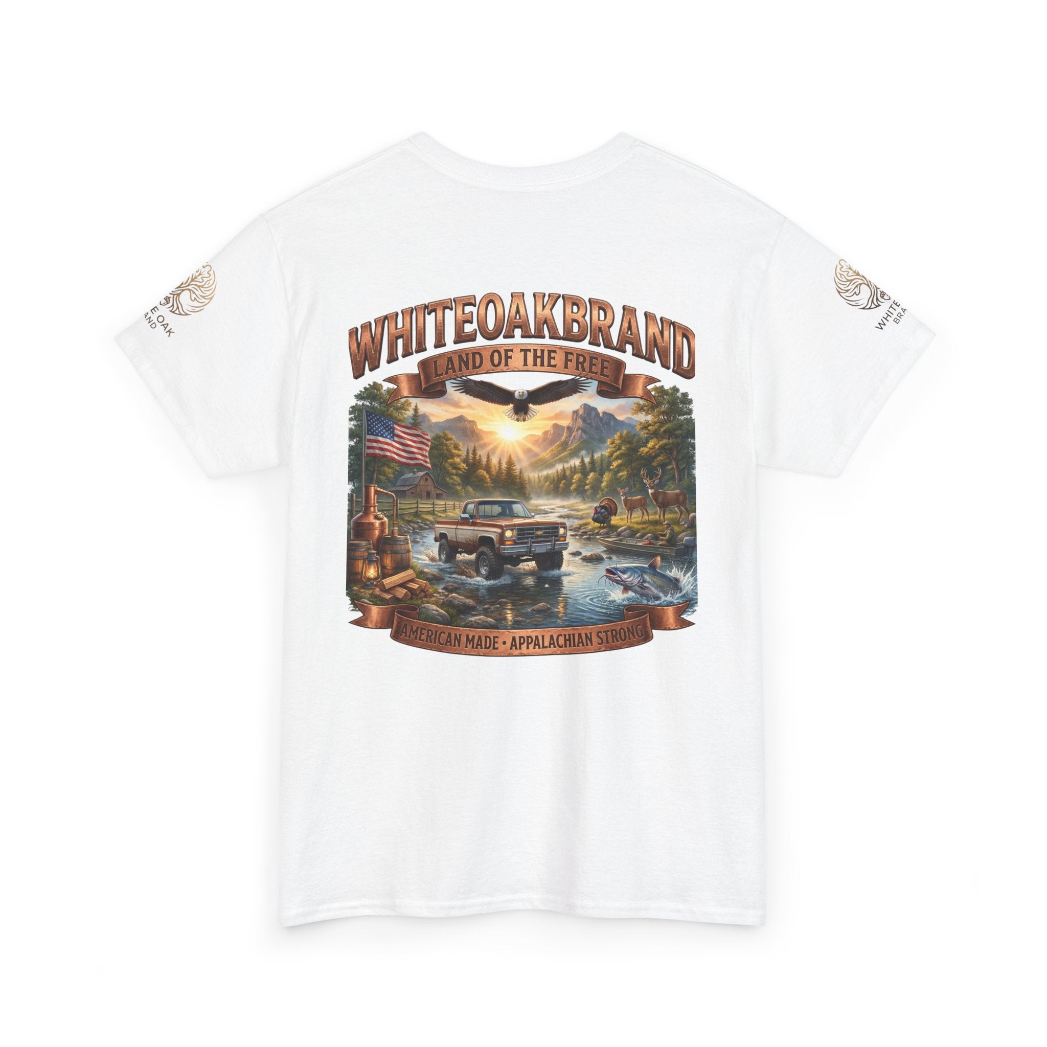 White Oak Brand 'Land of the Free' Graphic Tee — Patriotic Outdoorsman T-Shirt