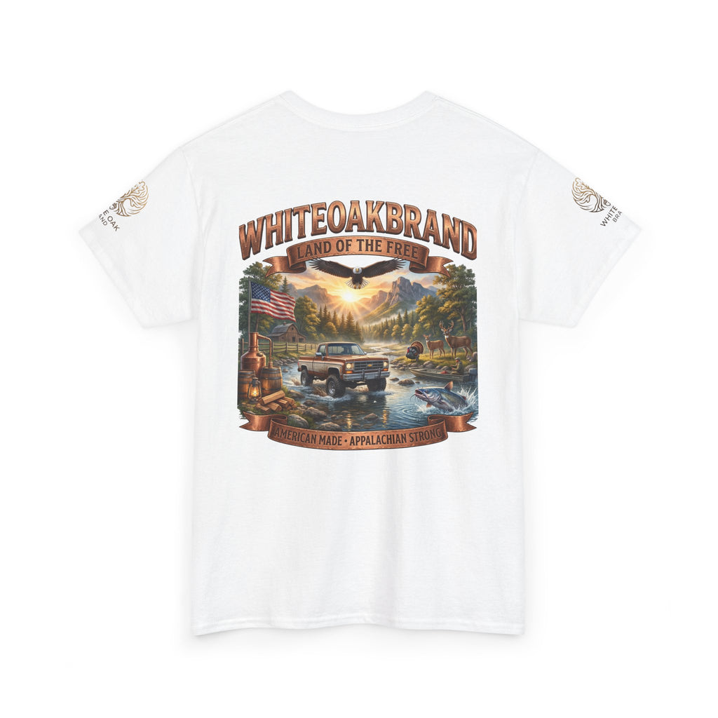 White Oak Brand 'Land of the Free' Graphic Tee — Patriotic Outdoorsman T-Shirt