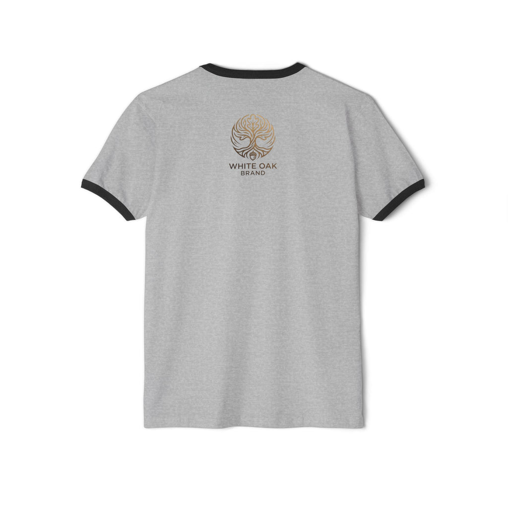 Vintage White Oak Brand Ringer Tee — Woodland Scenic Logo T‑Shirt