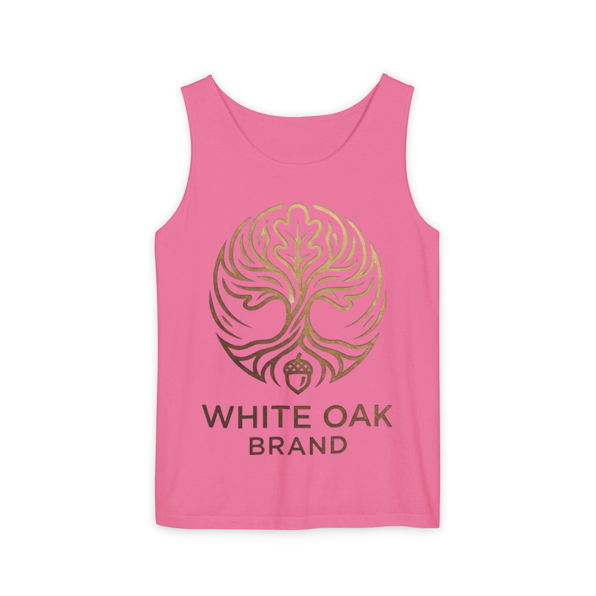 White Oak Brand Logo Tank Top — Minimal Tree Emblem Summer Tank