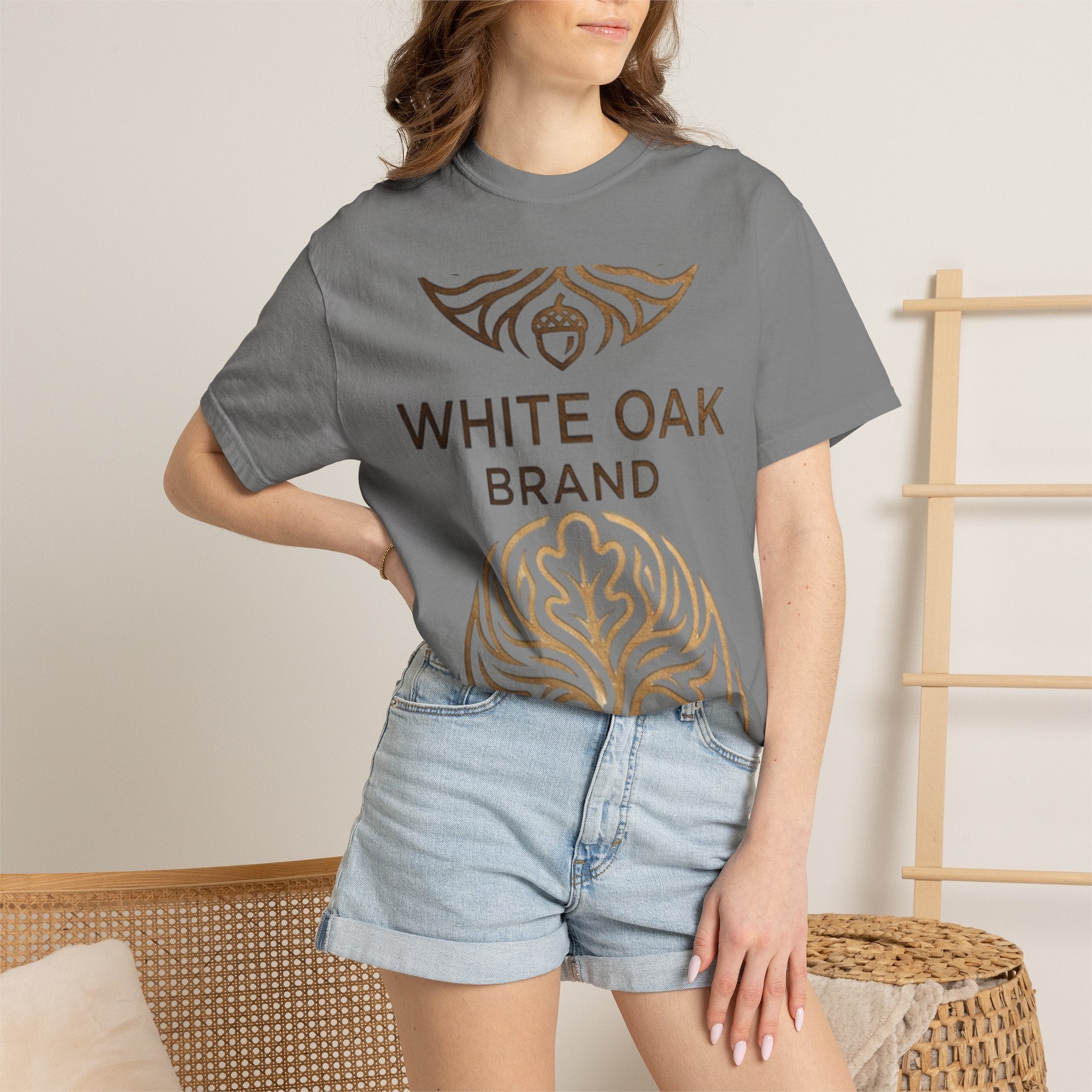 White Oak Brand Repeat Logo T-Shirt — Vintage Tree Skull Graphic Tee