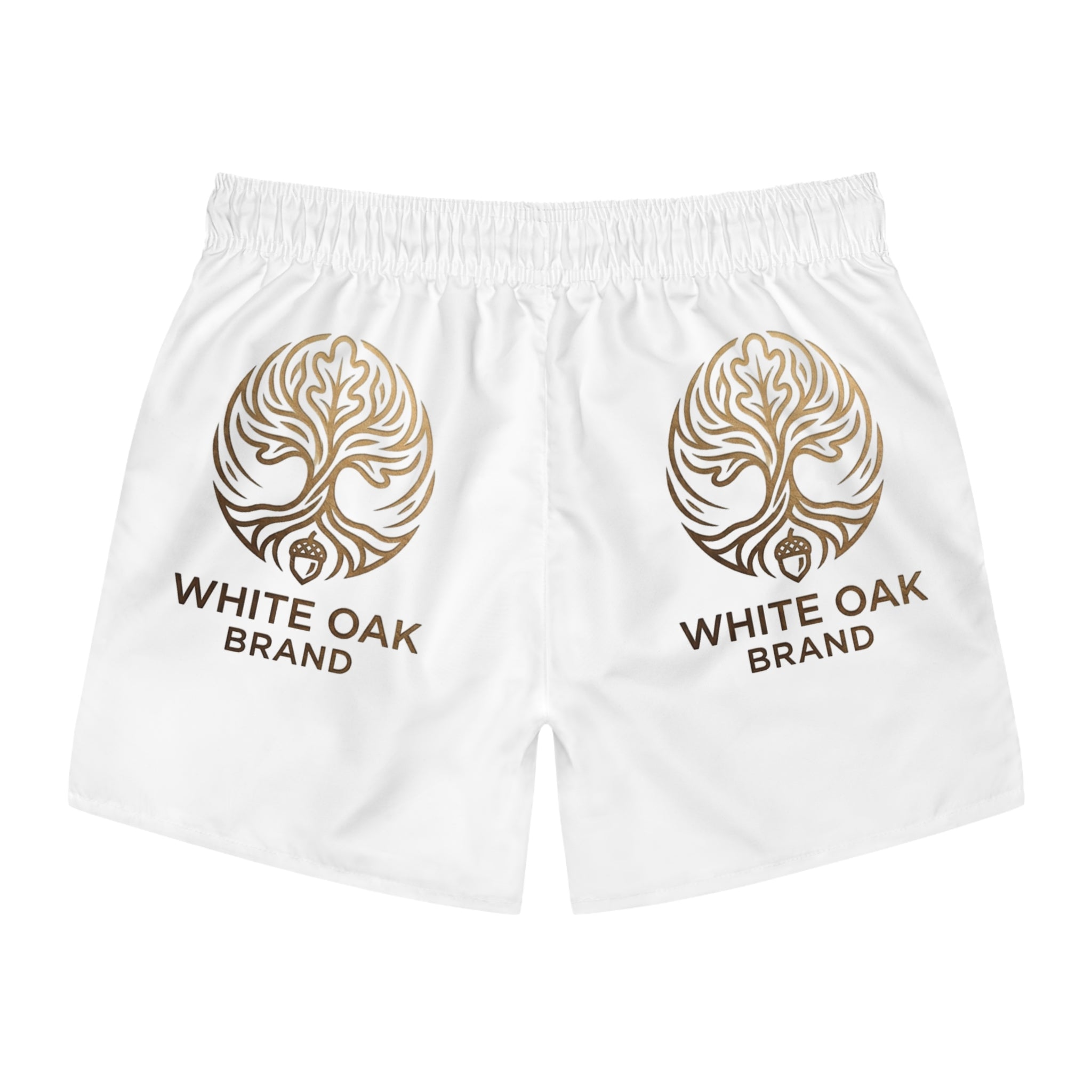 White Oak Brand Swim Trunks – Beach Shorts with Gold Tree Logo