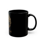 White Oak Brand Black Ceramic Mug — Gold Tree Logo Coffee Cup (11oz, 15oz)