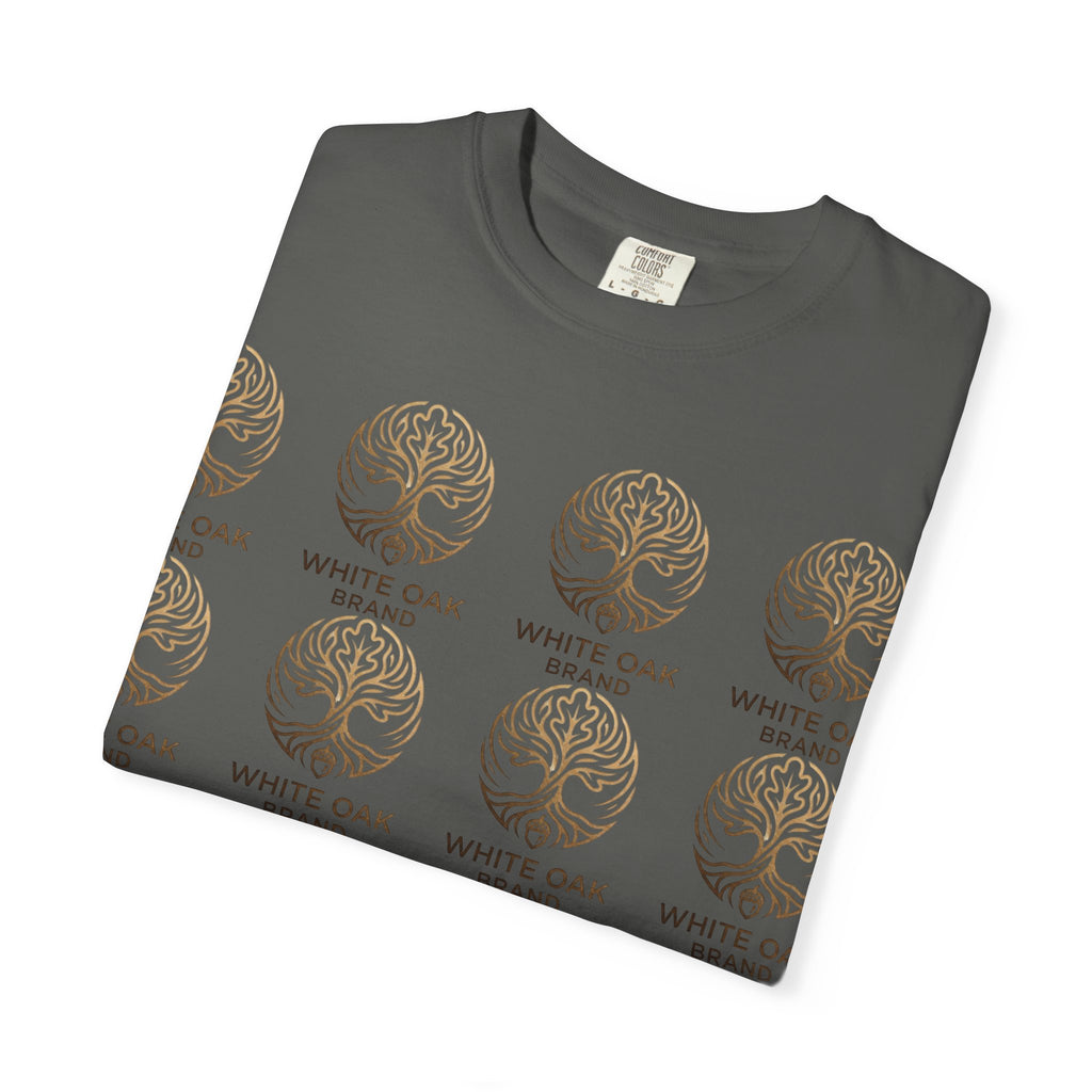 White Oak Brand Repeat Logo T-Shirt — Vintage Tree Skull Graphic Tee