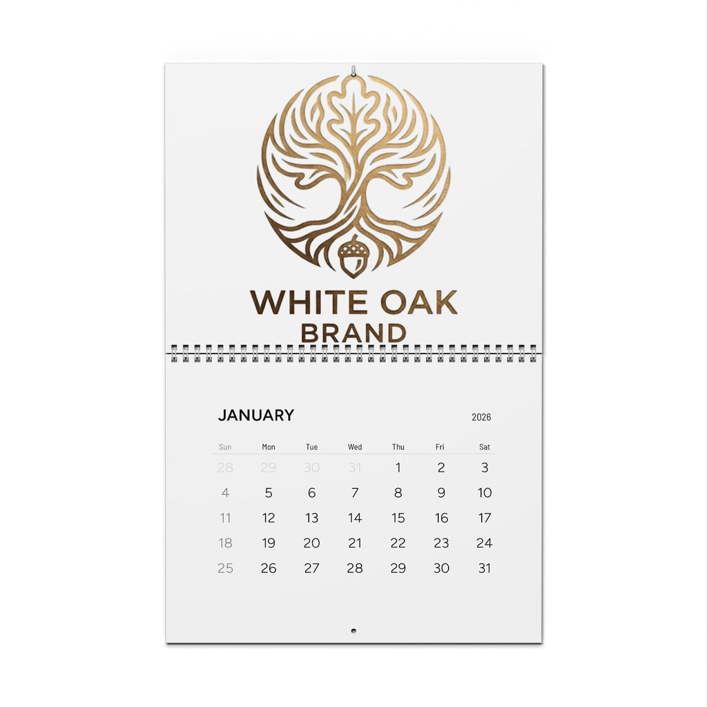 2026 White Oak Brand Wall Calendar — Minimalist Monthly Planner
