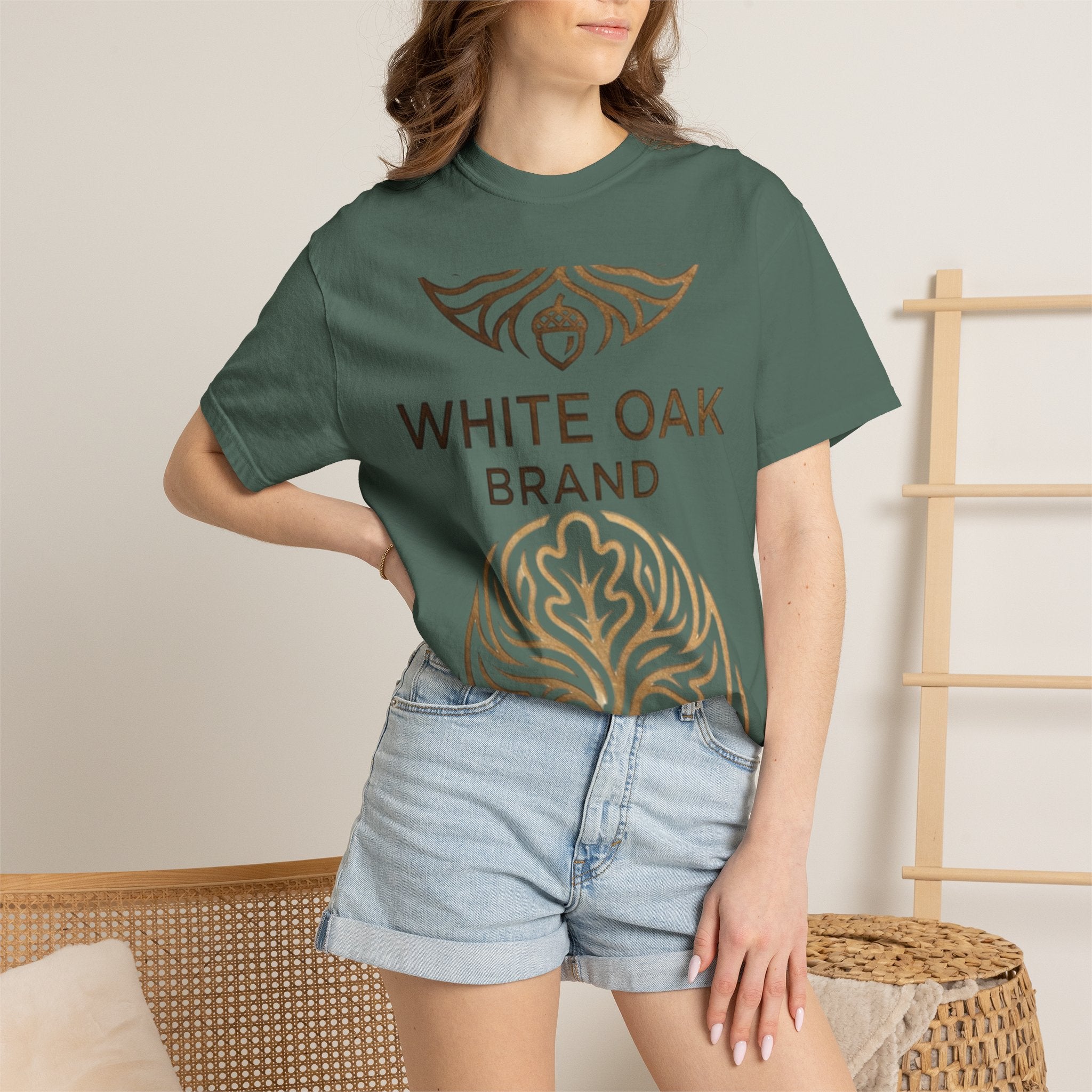 White Oak Brand Repeat Logo T-Shirt — Vintage Tree Skull Graphic Tee