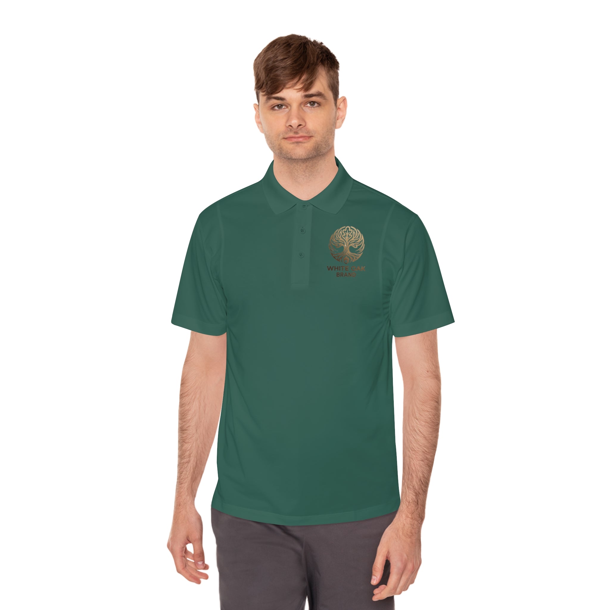 White Oak Brand Men's Polo Shirt — Embroidered Tree Logo