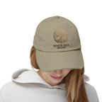 White Oak Distressed Cap — Rustic Gold Tree Logo Baseball Hat