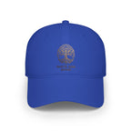 Red Low-Profile Baseball Cap — Gold White Oak Brand Tree Logo