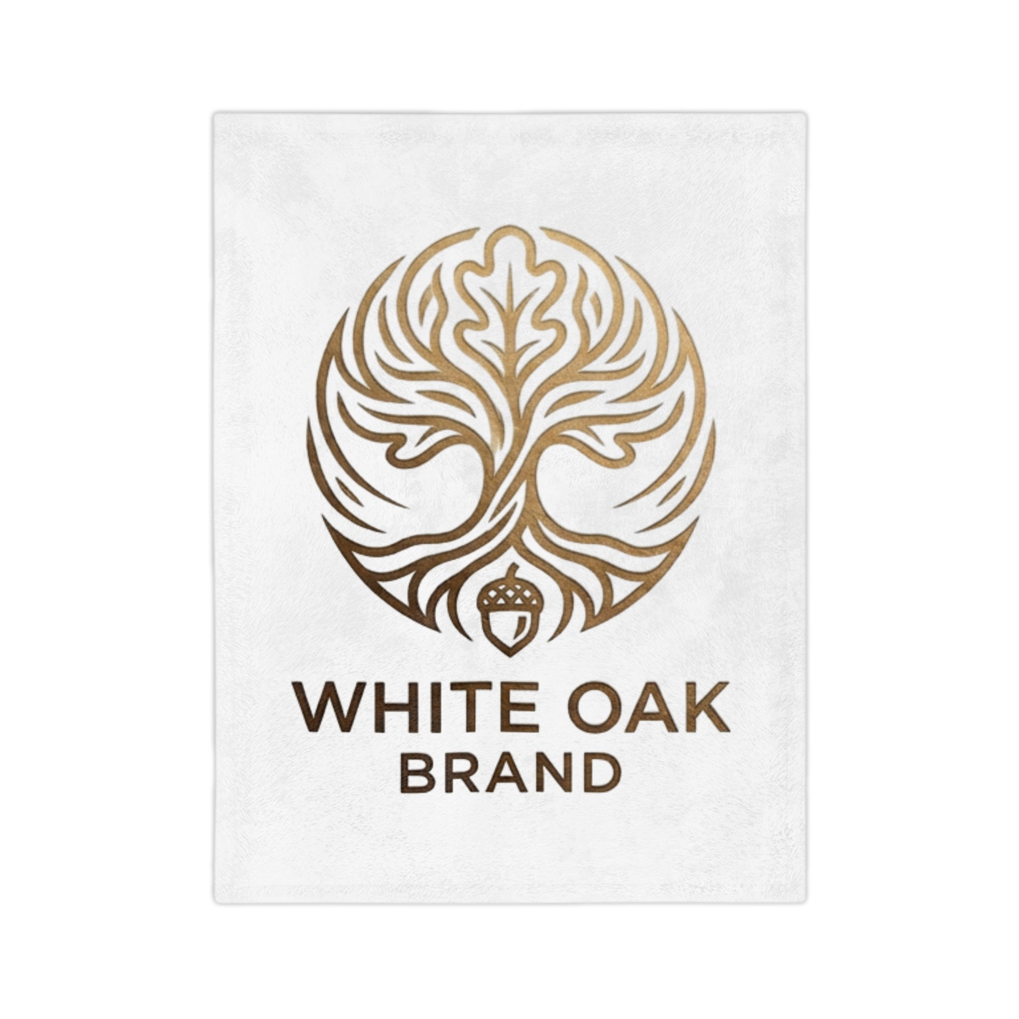 White Oak Brand Velveteen Microfiber Blanket — Luxe Oak Tree Logo Throw