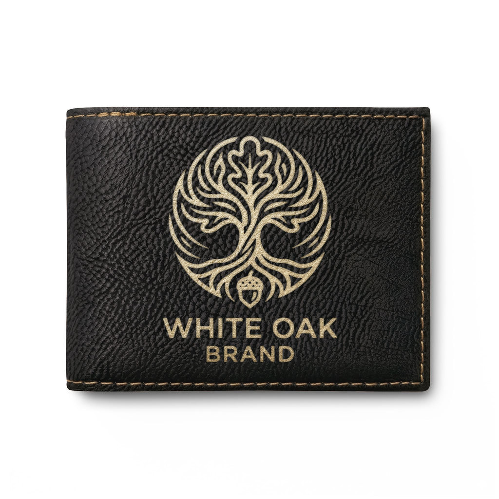 Leather Bi-Fold Wallet — White Oak Brand Tree Logo