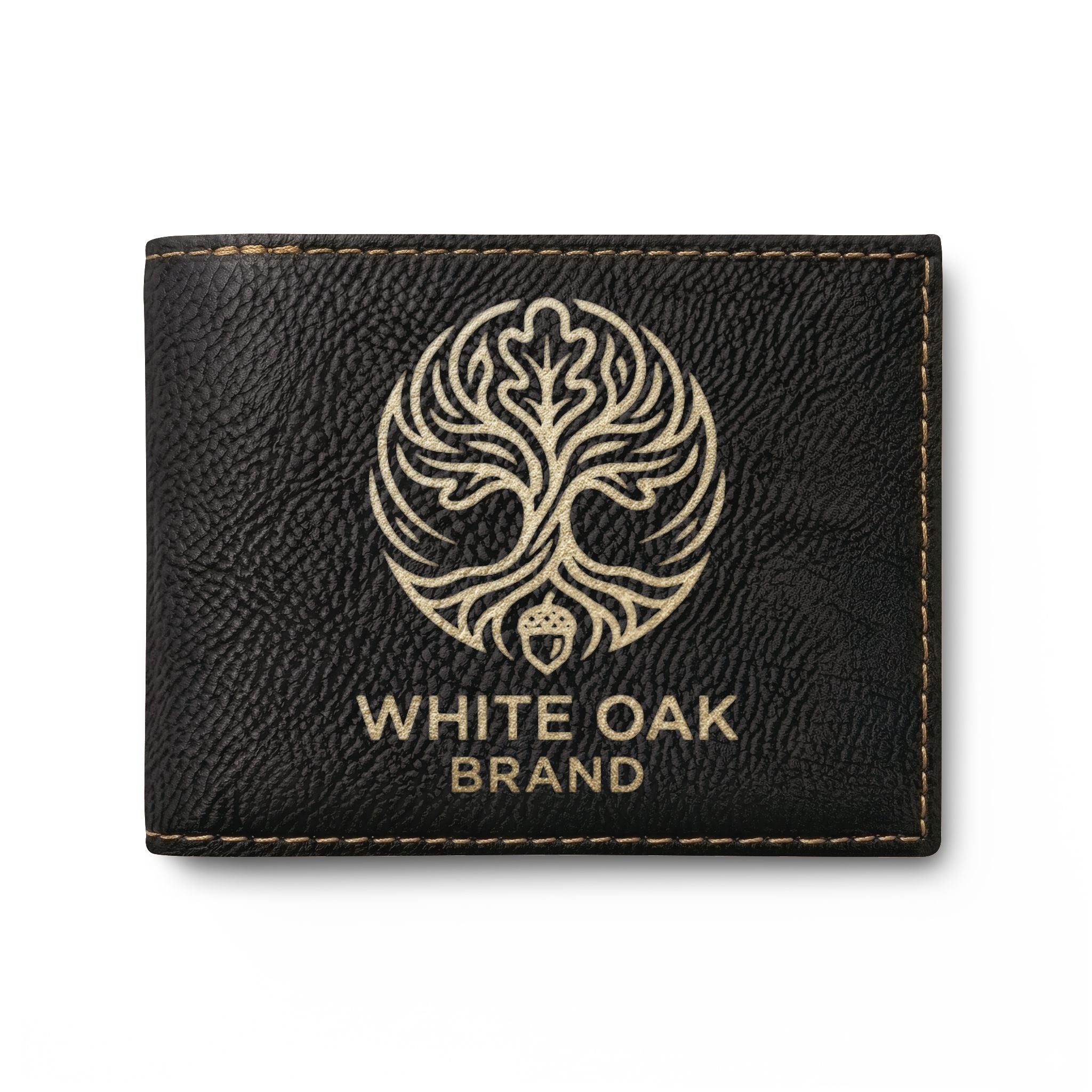 Leather Bi-Fold Wallet — White Oak Brand Tree Logo