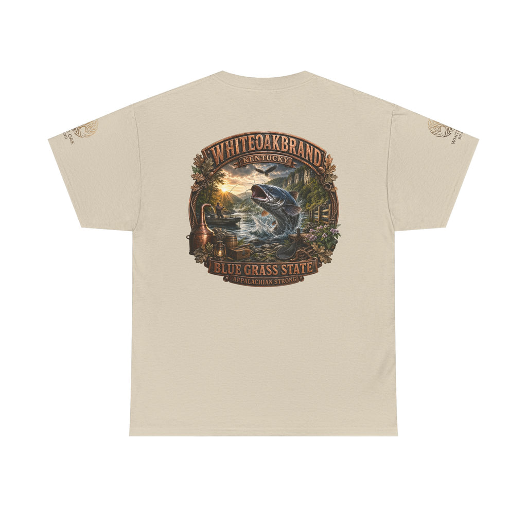 Fishing Graphic Tee — "White Oak Brand" Bluegrass State Catfish Shirt