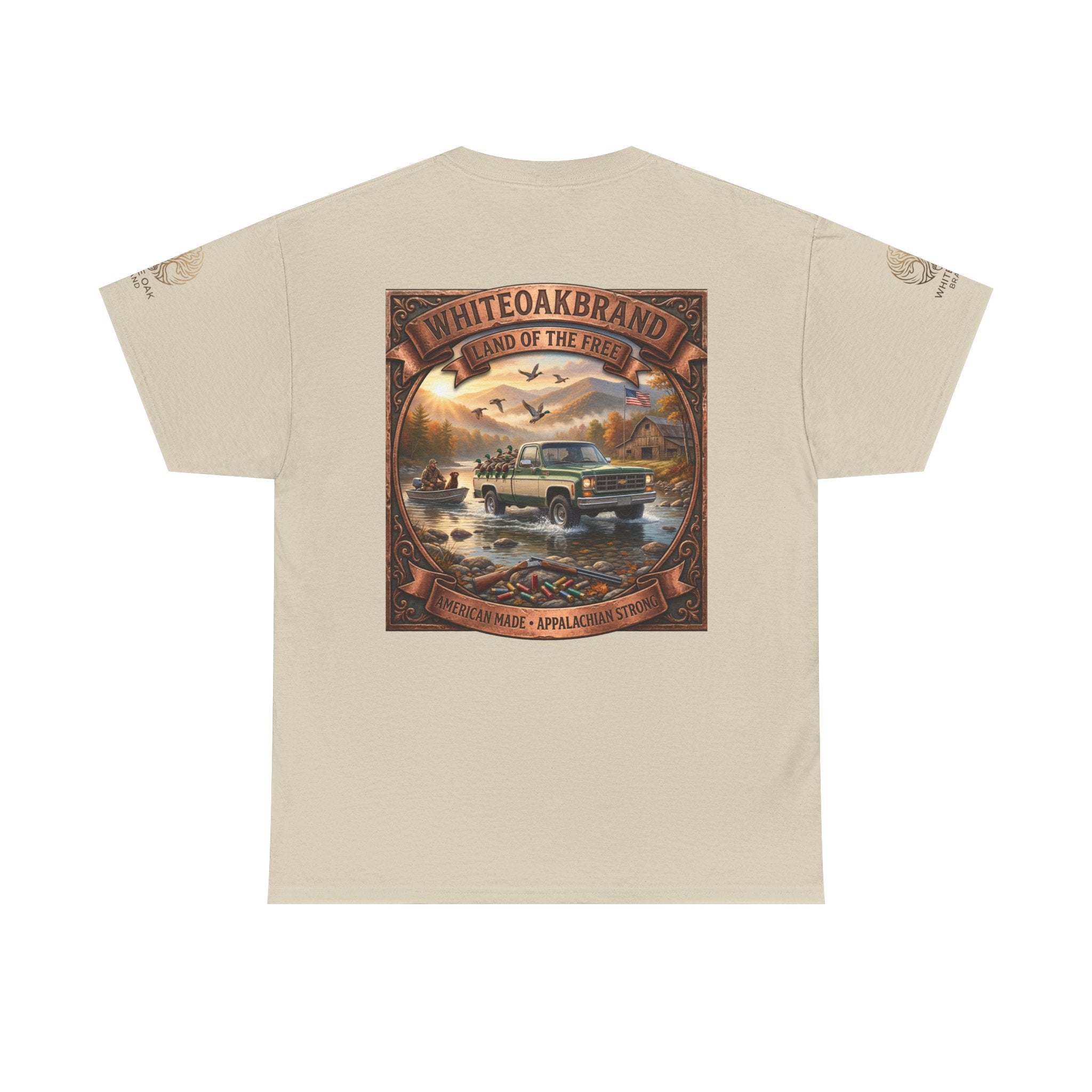 Vintage Outdoors Truck T‑Shirt — "White Oak Brand: Land of the Free" Graphic Tee