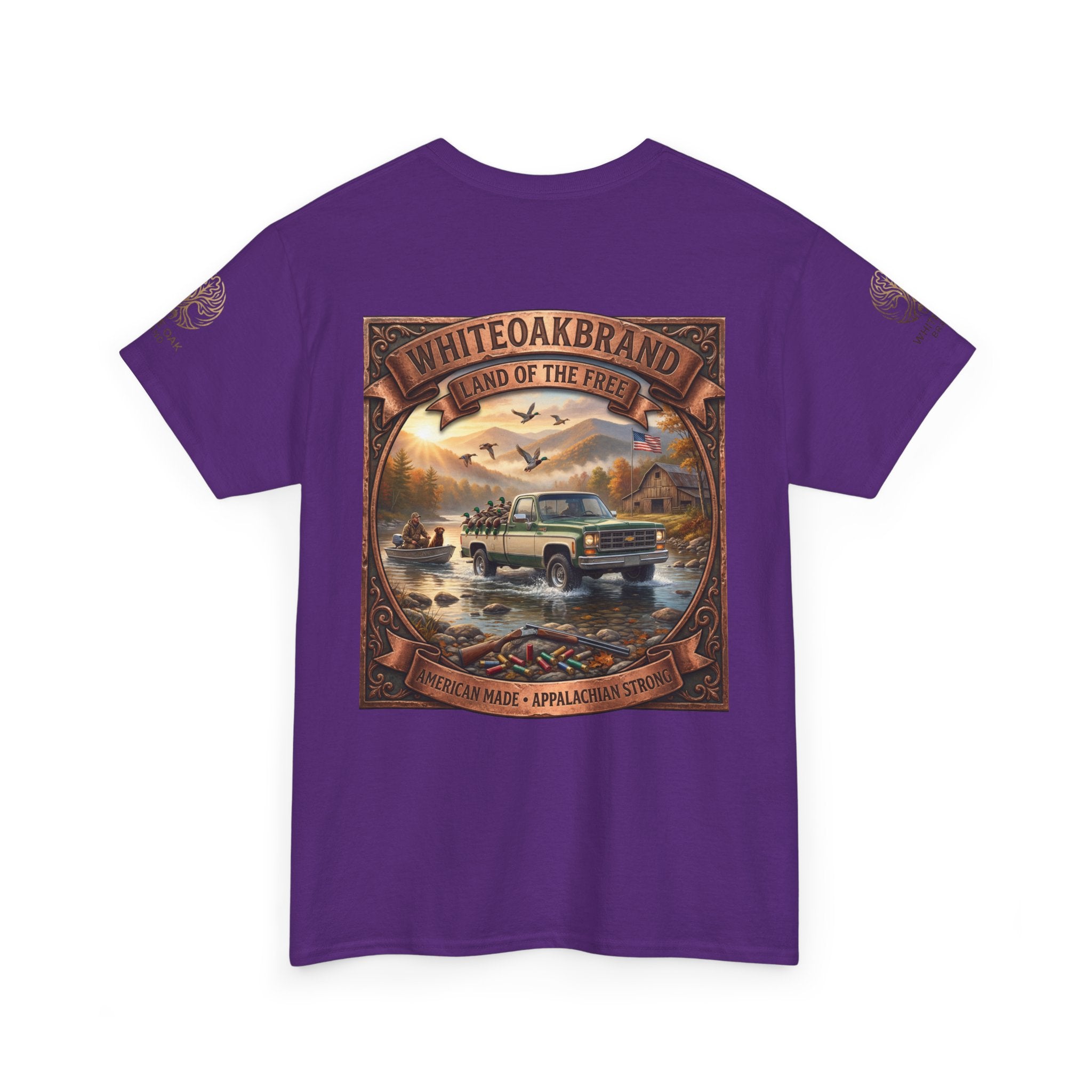 Vintage Outdoors Truck T‑Shirt — "White Oak Brand: Land of the Free" Graphic Tee