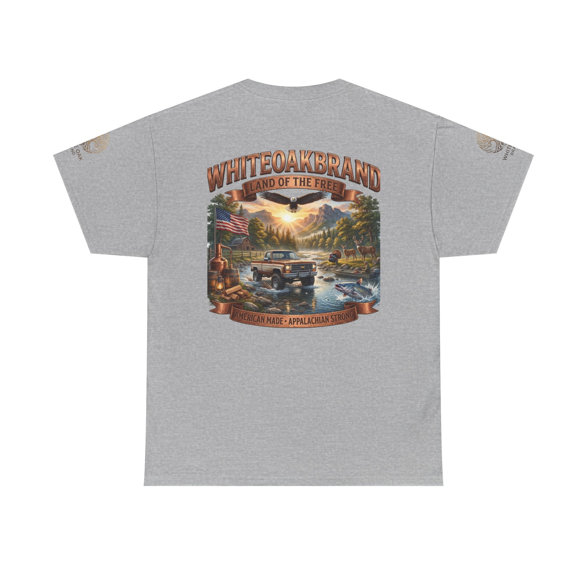 White Oak Brand 'Land of the Free' Graphic Tee — Patriotic Outdoorsman T-Shirt