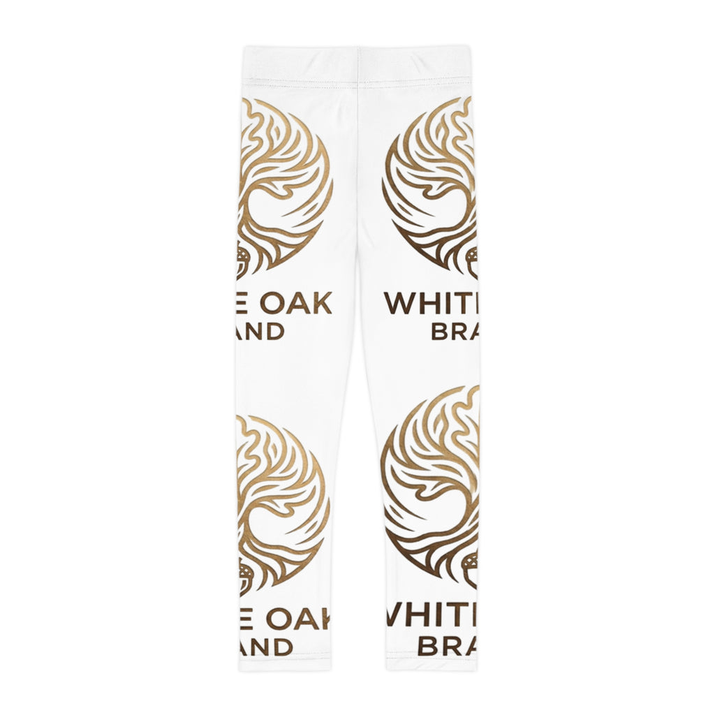 Kids Leggings — White Oak Brand Logo All-Over Print