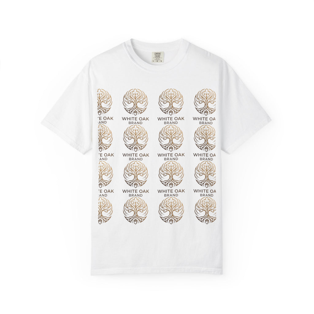 White Oak Brand Repeat Logo T-Shirt — Vintage Tree Skull Graphic Tee