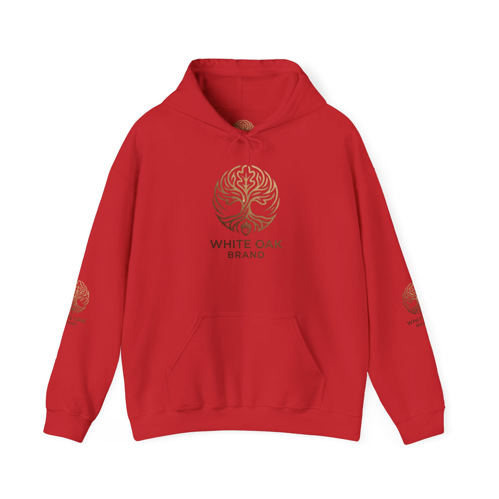 White Oak Brand Hoodie – Nature Logo Pullover with Scenic Back Emblem