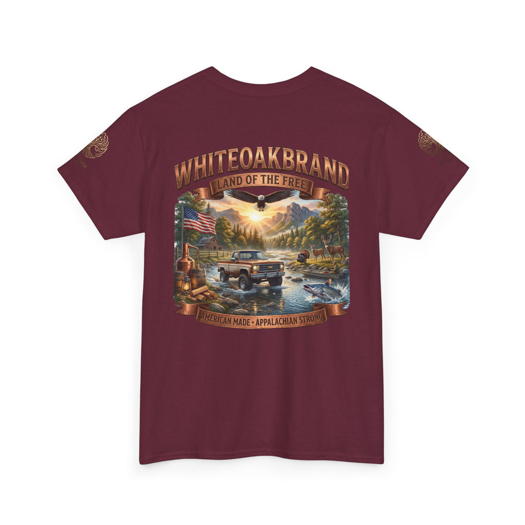 White Oak Brand 'Land of the Free' Graphic Tee — Patriotic Outdoorsman T-Shirt