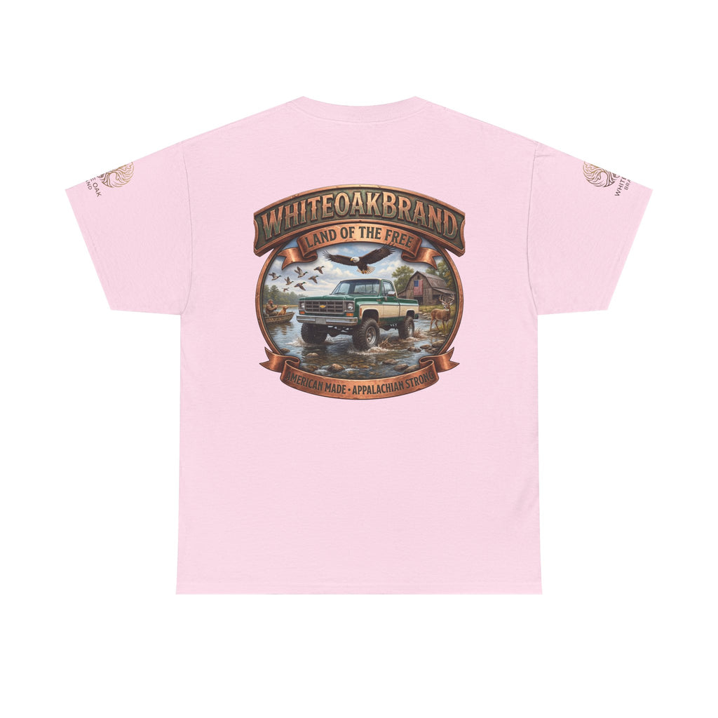 Vintage Truck Graphic Tee – WhiteOakBrand “Land of the Free” Cotton T-Shirt