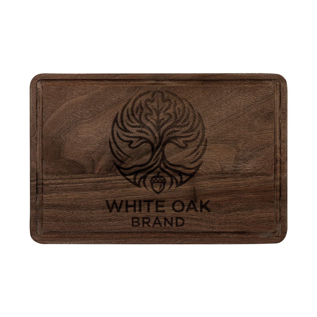 Engraved Wooden Cutting Board — Personalized White Oak Brand Logo
