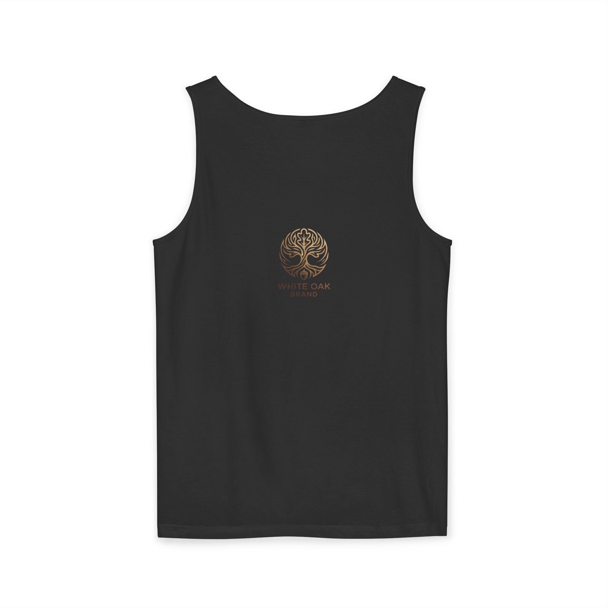 White Oak Brand Tank Top — Minimal Tree Logo Chest Print