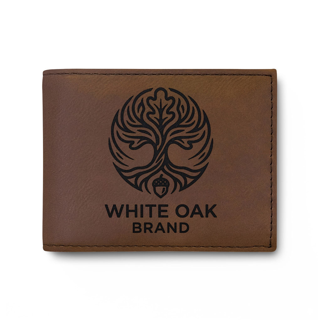 Leather Bi-Fold Wallet — White Oak Brand Tree Logo