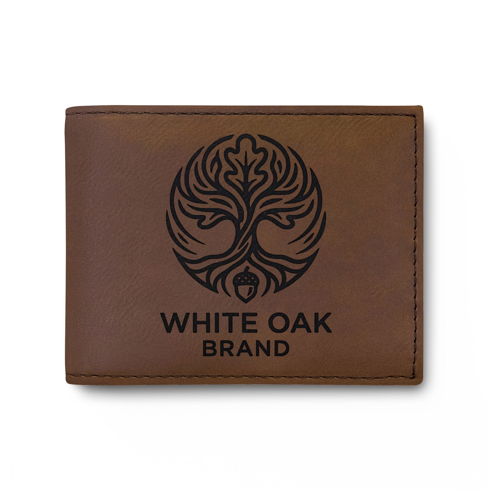 Leather Bi-Fold Wallet — White Oak Brand Tree Logo