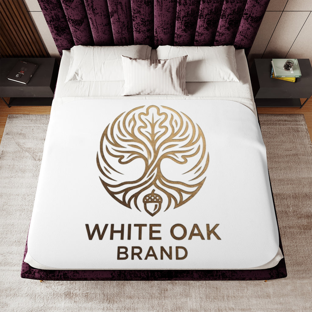 White Oak Logo Sherpa Blanket — Cozy Branded Throw for Home & Gifts