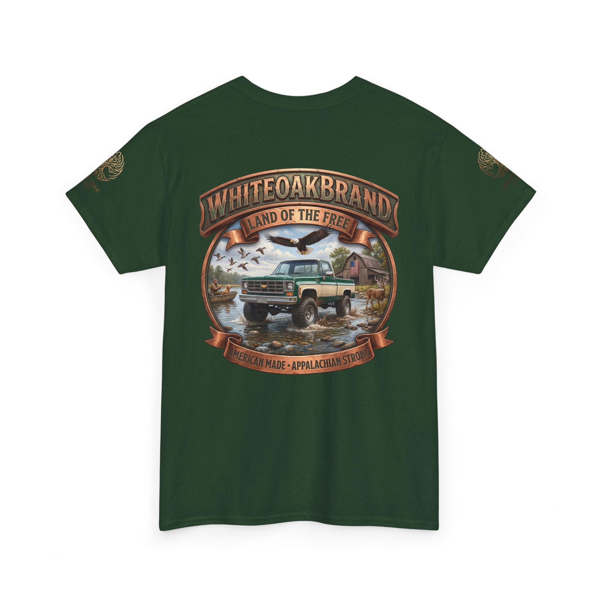 Vintage Truck Graphic Tee – WhiteOakBrand “Land of the Free” Cotton T-Shirt