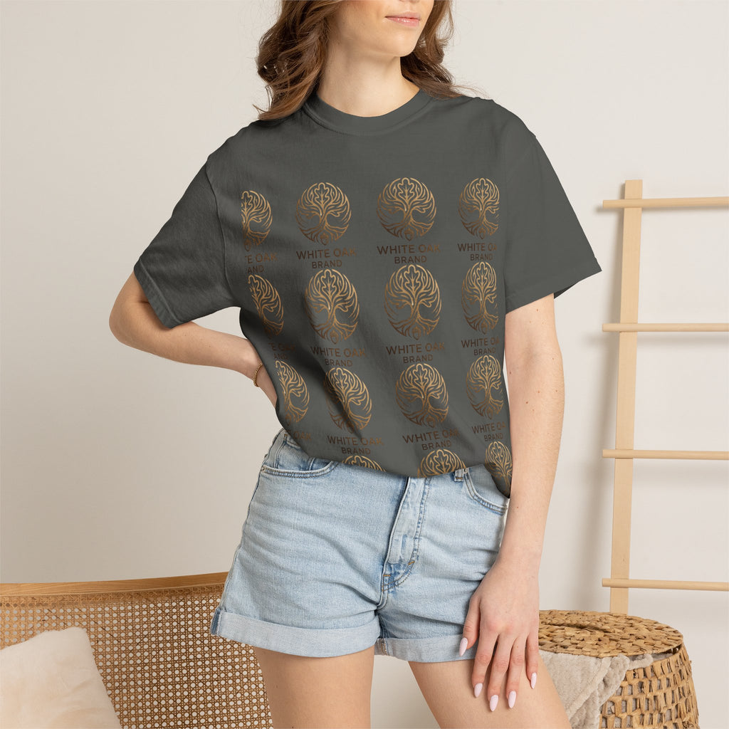 White Oak Brand Repeat Logo T-Shirt — Vintage Tree Skull Graphic Tee