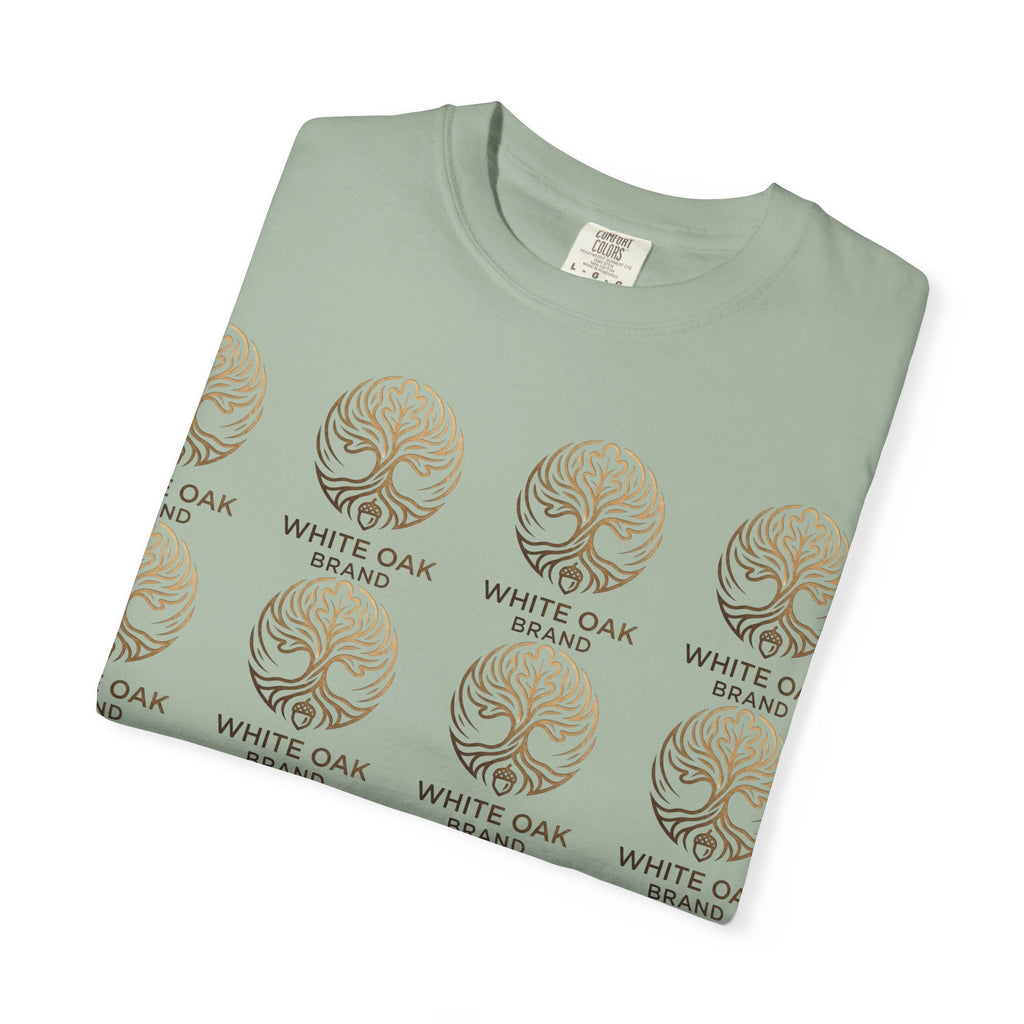 White Oak Brand Repeat Logo T-Shirt — Vintage Tree Skull Graphic Tee