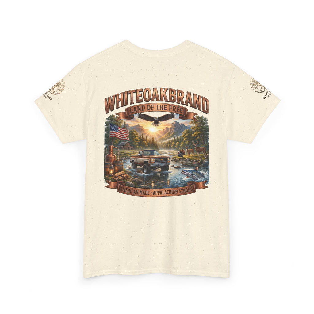White Oak Brand 'Land of the Free' Graphic Tee — Patriotic Outdoorsman T-Shirt