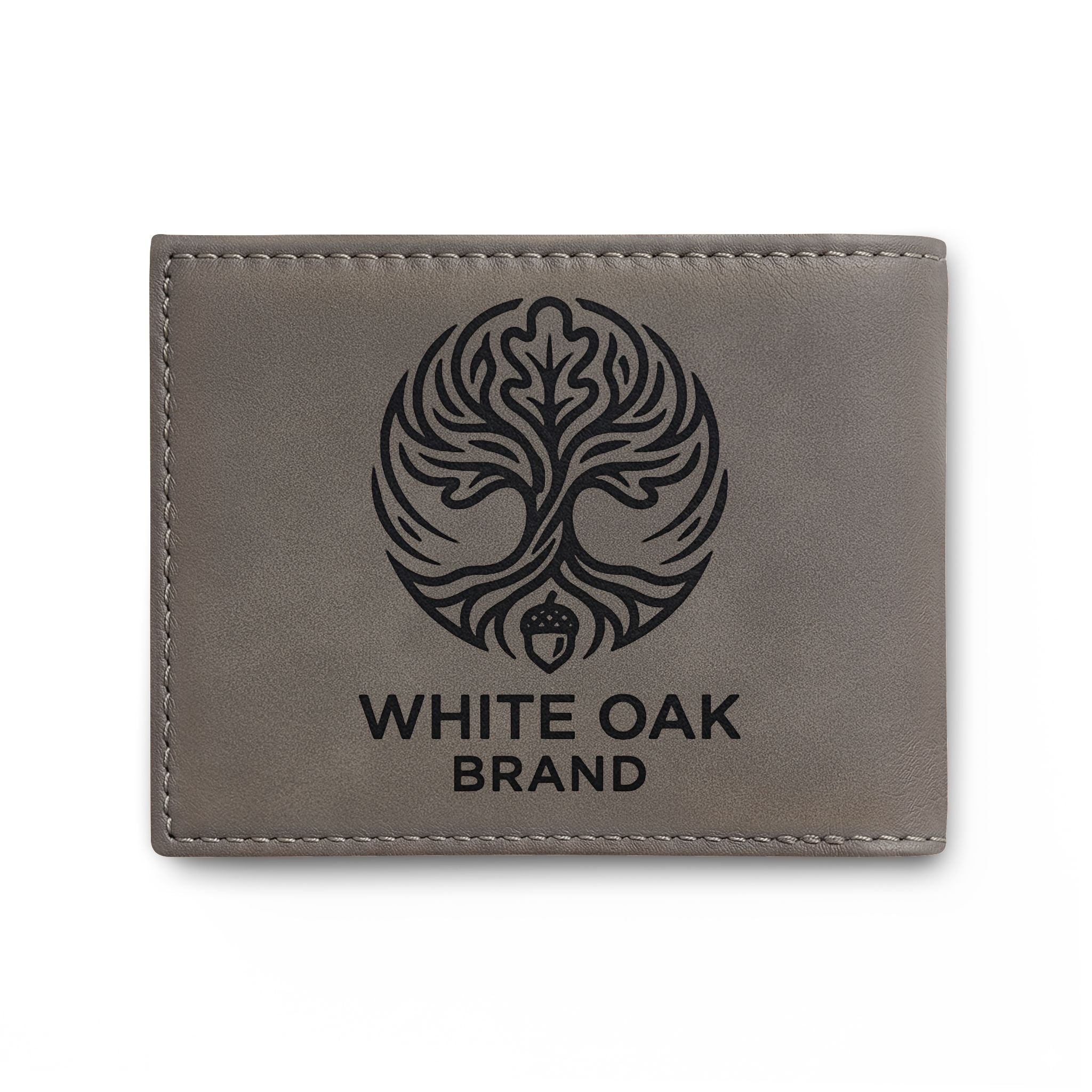 Leather Bi-Fold Wallet — White Oak Brand Tree Logo