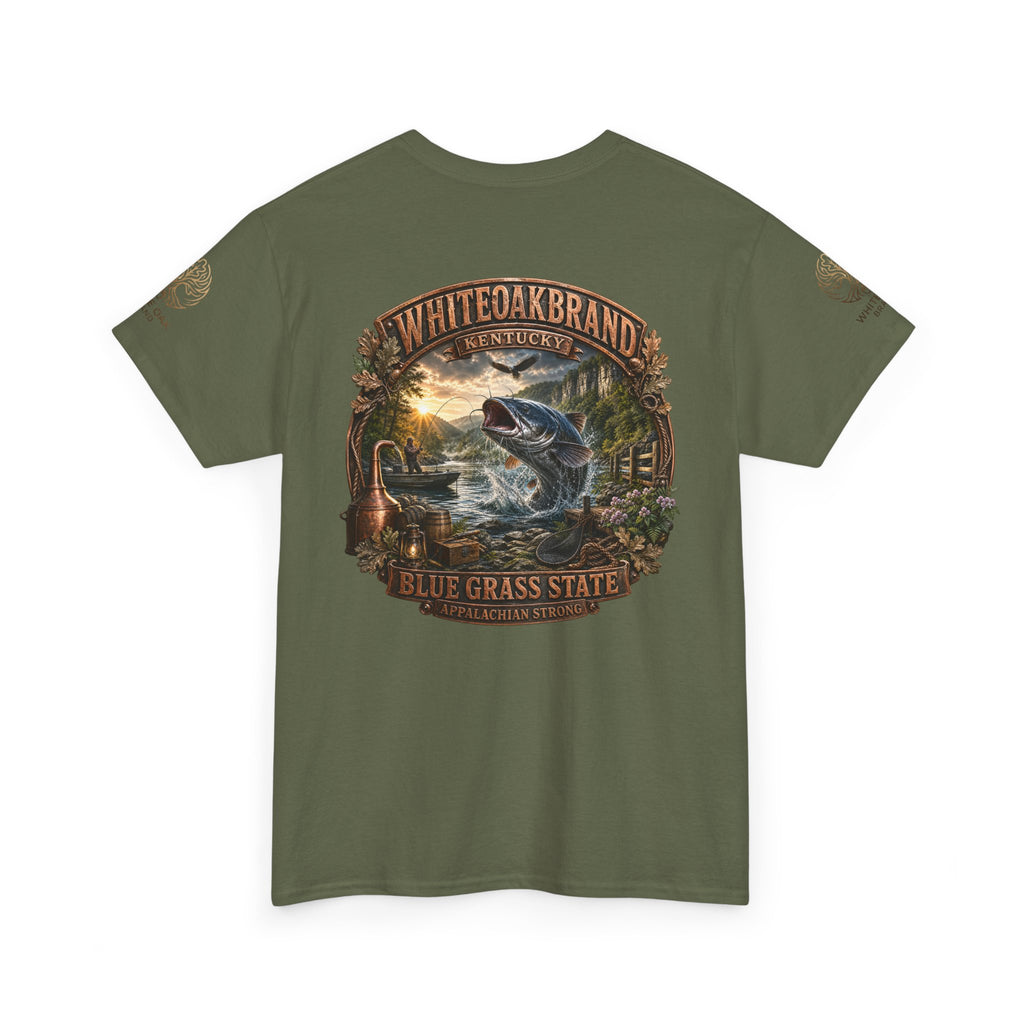 Fishing Graphic Tee — "White Oak Brand" Bluegrass State Catfish Shirt