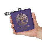 White Oak Brand 6oz Stainless Steel Flask — Engraved Oak Logo Hip Flask, Gift for Groomsmen & Outdoor Enthusiasts