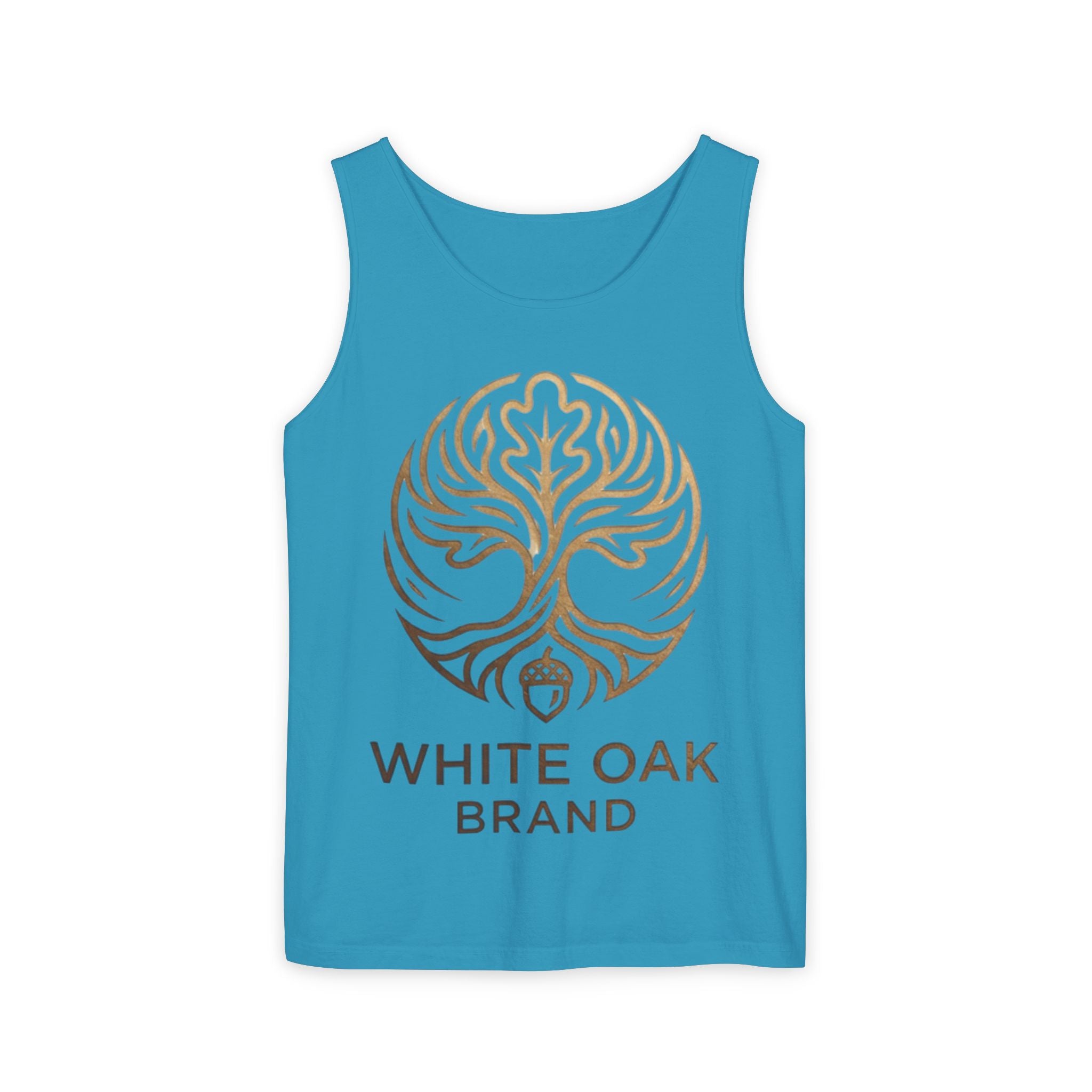 White Oak Brand Logo Tank Top — Minimal Tree Emblem Summer Tank