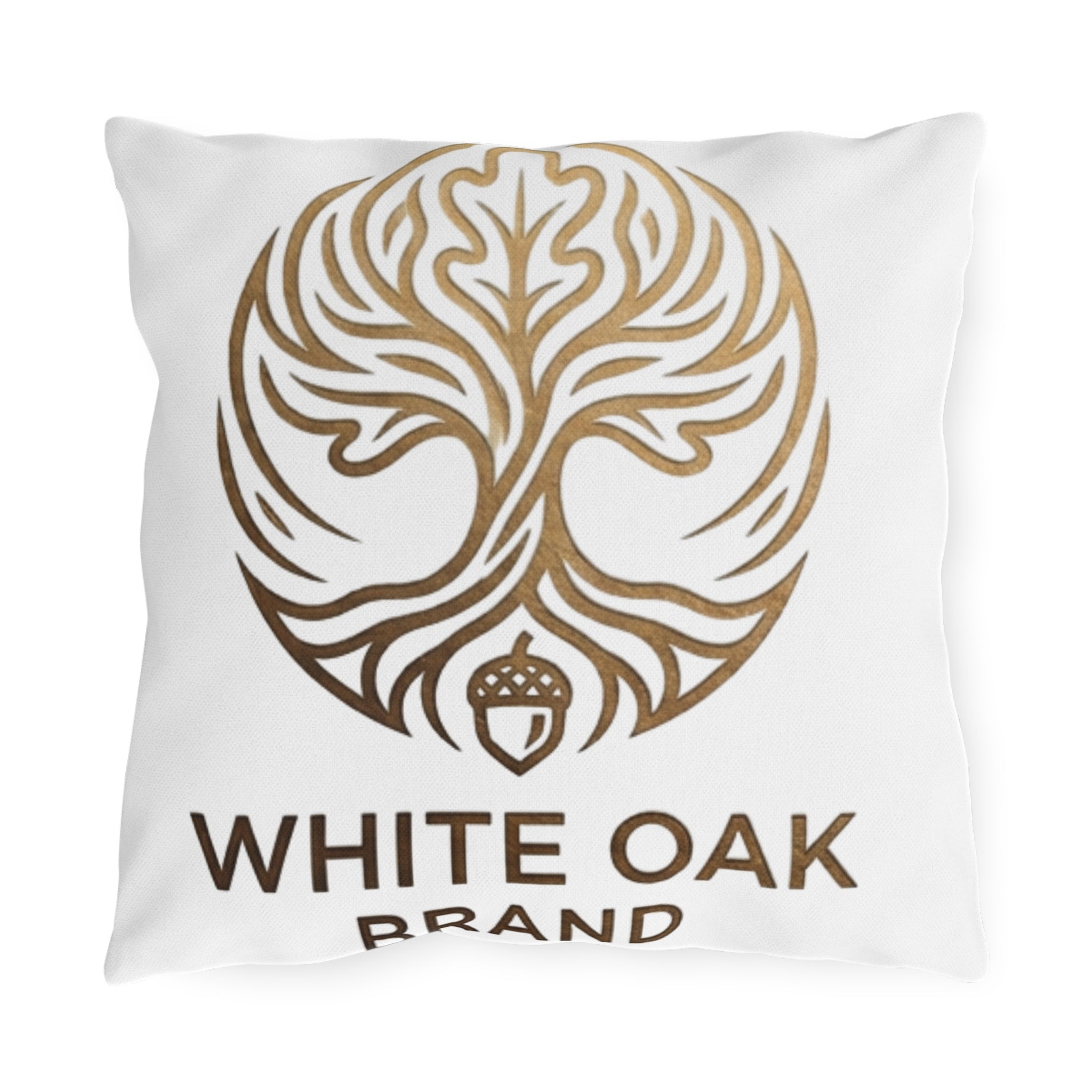 White Oak Brand Outdoor Pillow – Rustic Tree & Acorn Patio Cushion