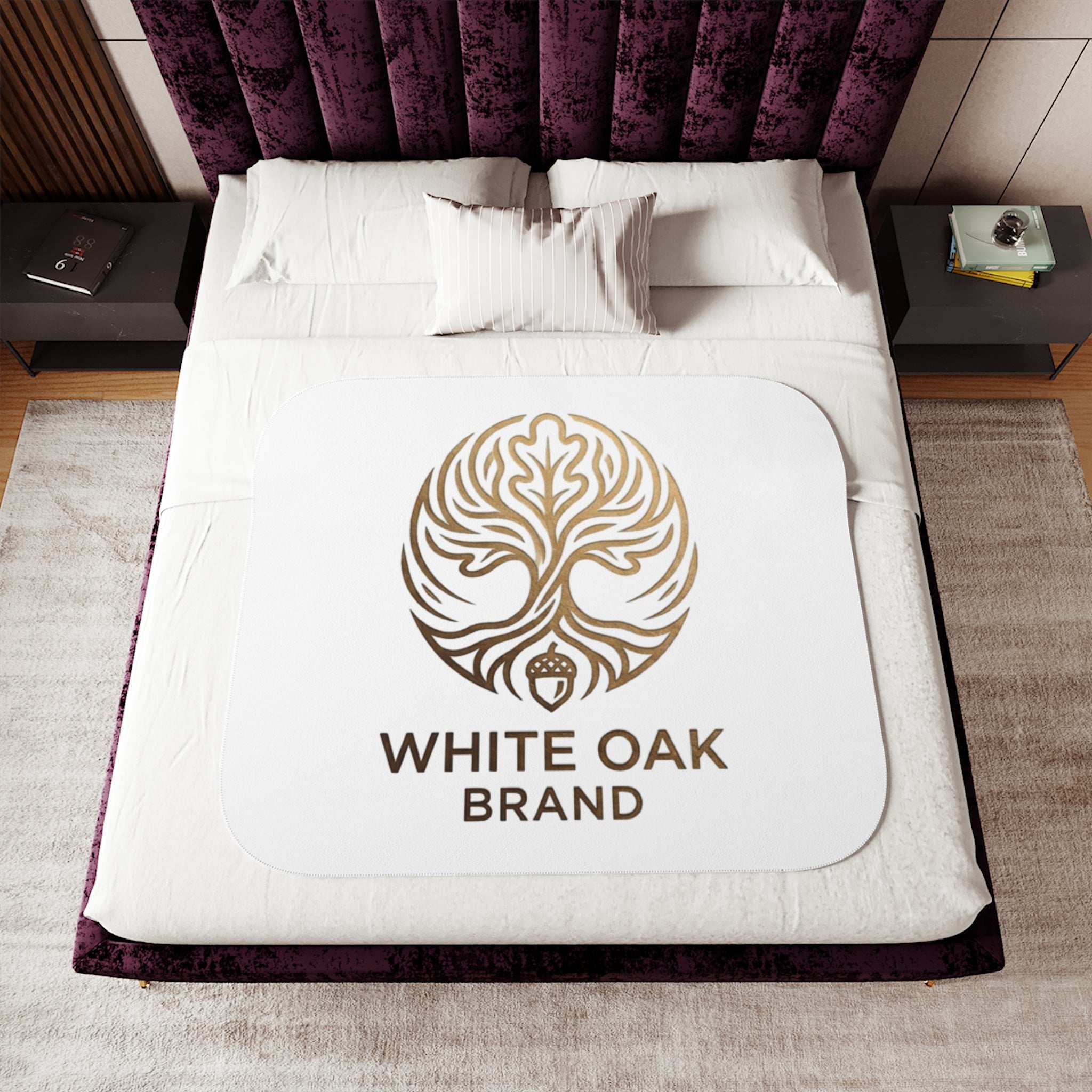 White Oak Logo Sherpa Blanket — Cozy Branded Throw for Home & Gifts