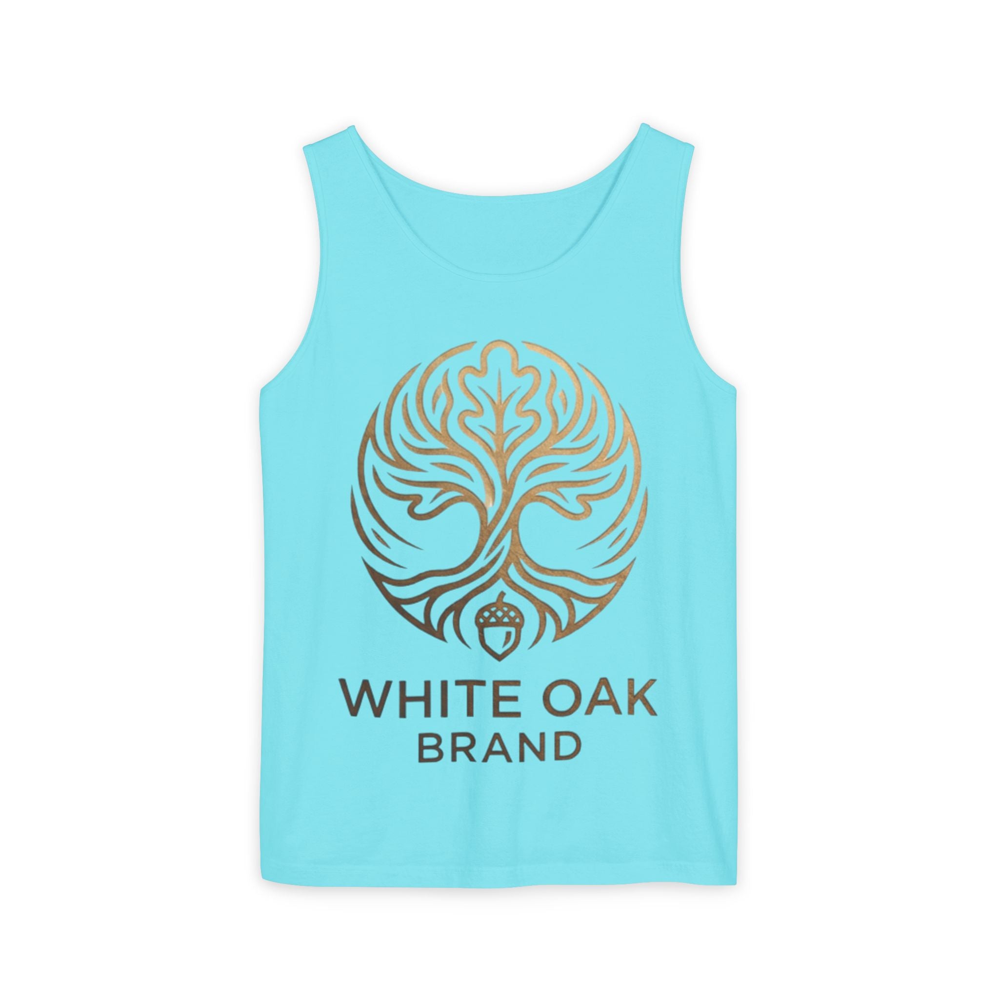 White Oak Brand Logo Tank Top — Minimal Tree Emblem Summer Tank