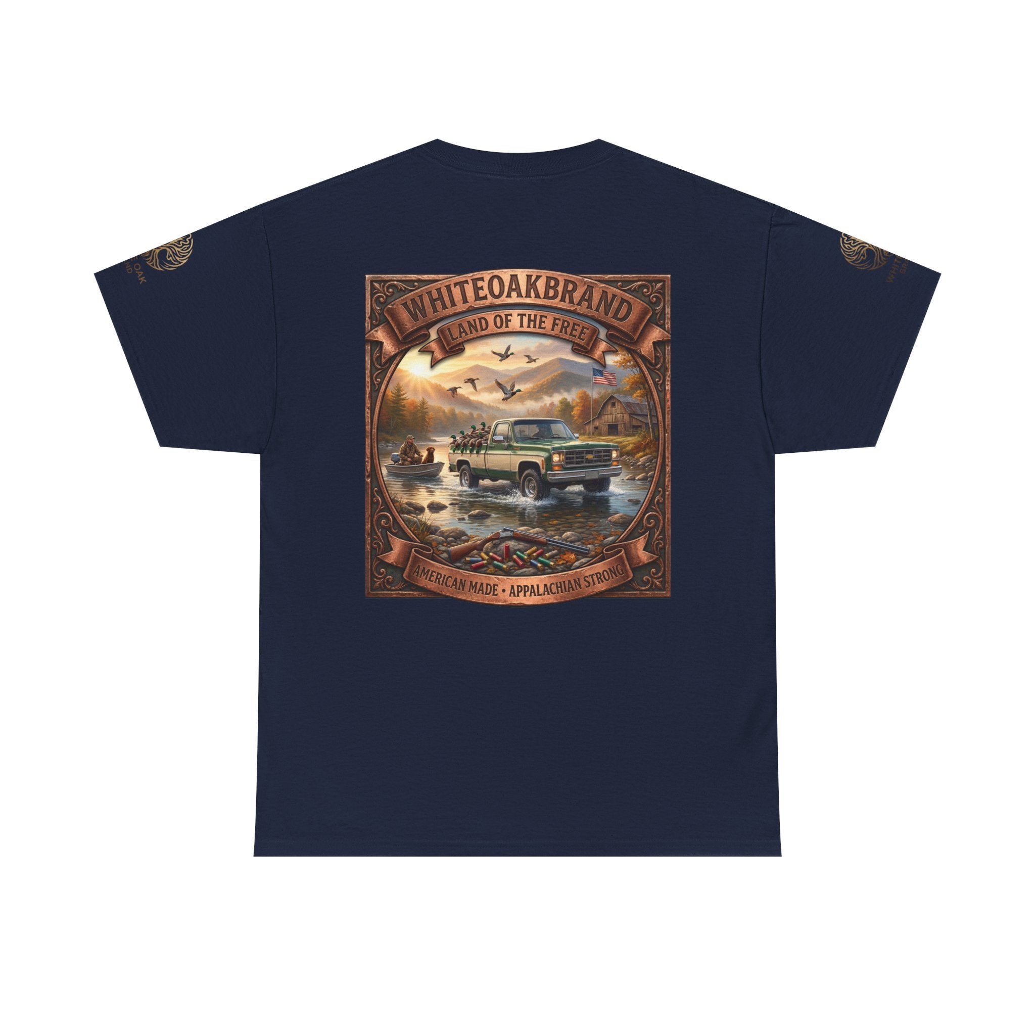Vintage Outdoors Truck T‑Shirt — "White Oak Brand: Land of the Free" Graphic Tee