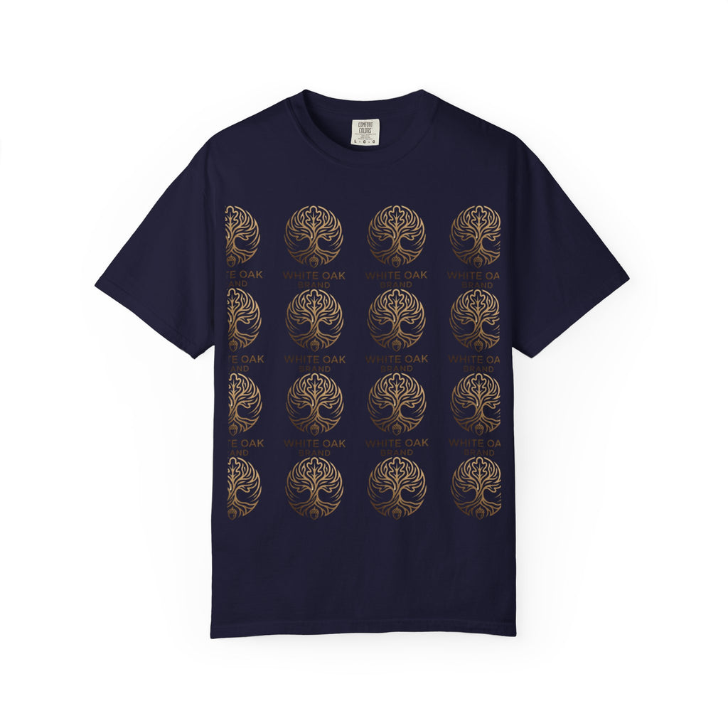White Oak Brand Repeat Logo T-Shirt — Vintage Tree Skull Graphic Tee