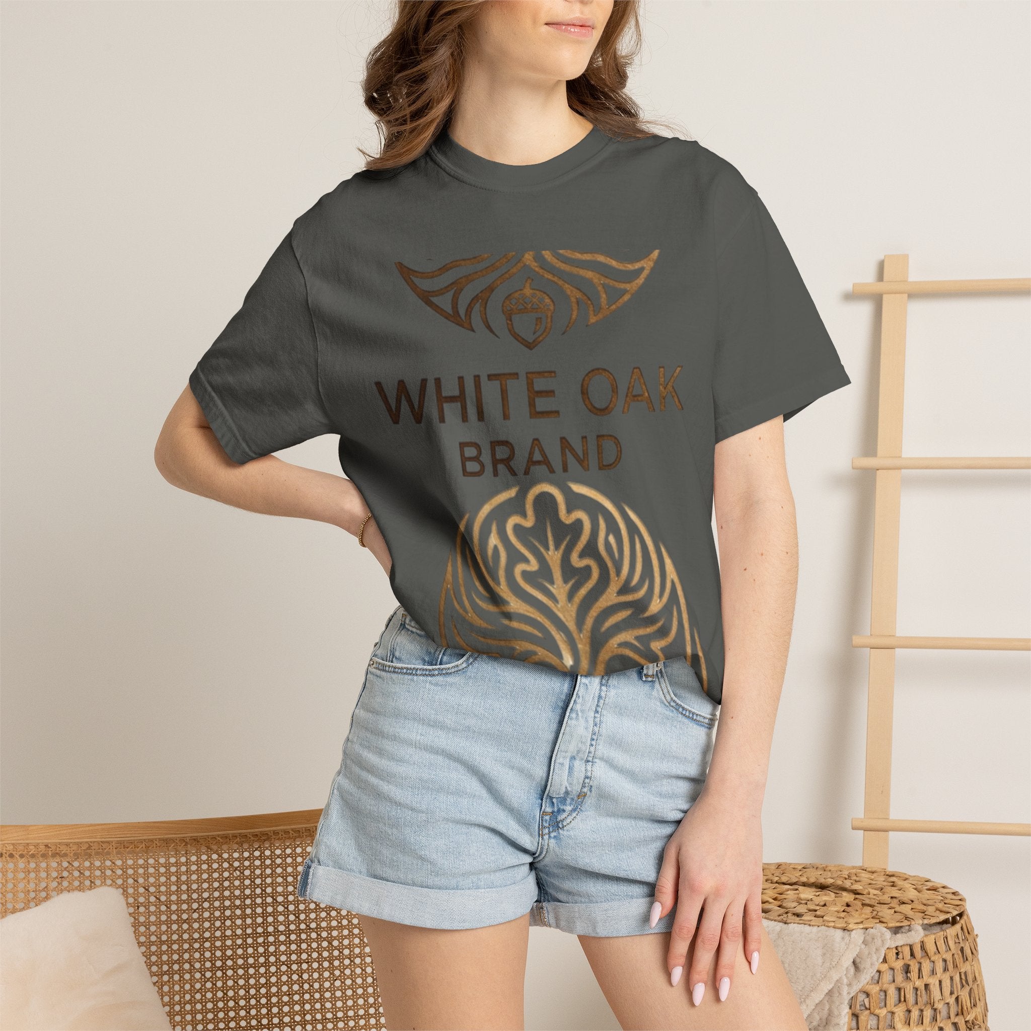 White Oak Brand Repeat Logo T-Shirt — Vintage Tree Skull Graphic Tee