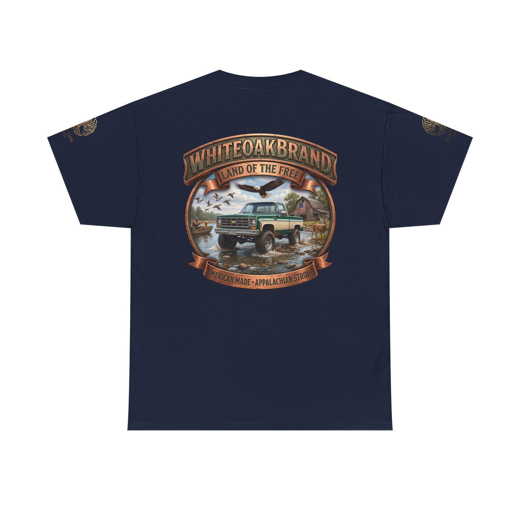 Vintage Truck Graphic Tee – WhiteOakBrand “Land of the Free” Cotton T-Shirt