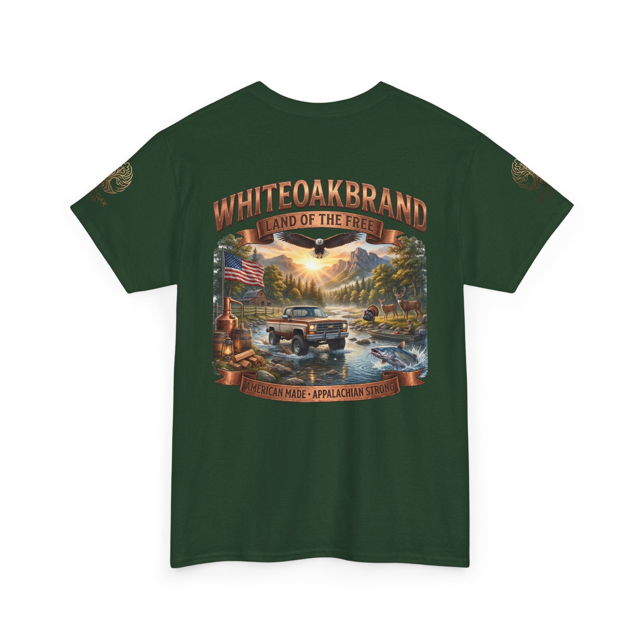 White Oak Brand 'Land of the Free' Graphic Tee — Patriotic Outdoorsman T-Shirt